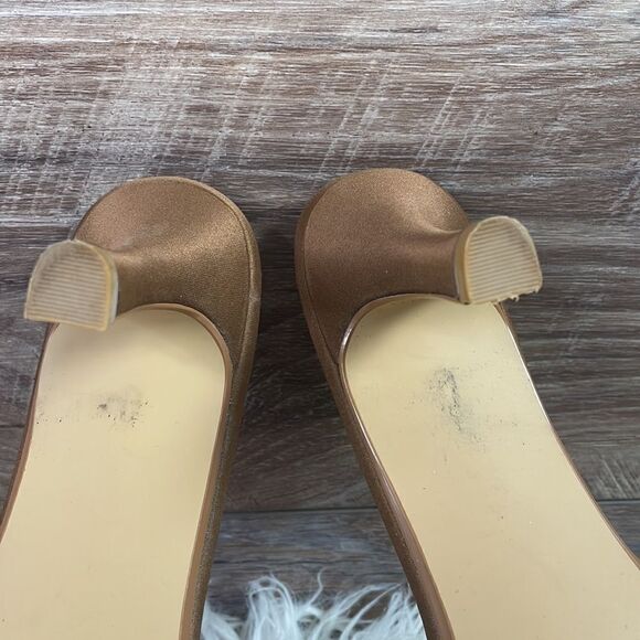 Expressions Sequined Slide In Heels, Size 7.5, Goldtone and Bronzetone Sequins - Picture 11 of 12